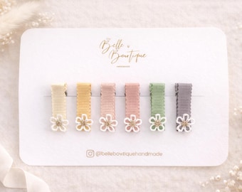 Fully Lined Flower Baby Hair Clips, Baby Fringe Clips, Tiny Hair Clips, Toddler Clips, Gentle Hair Clips, Hair Clip Set For Girls