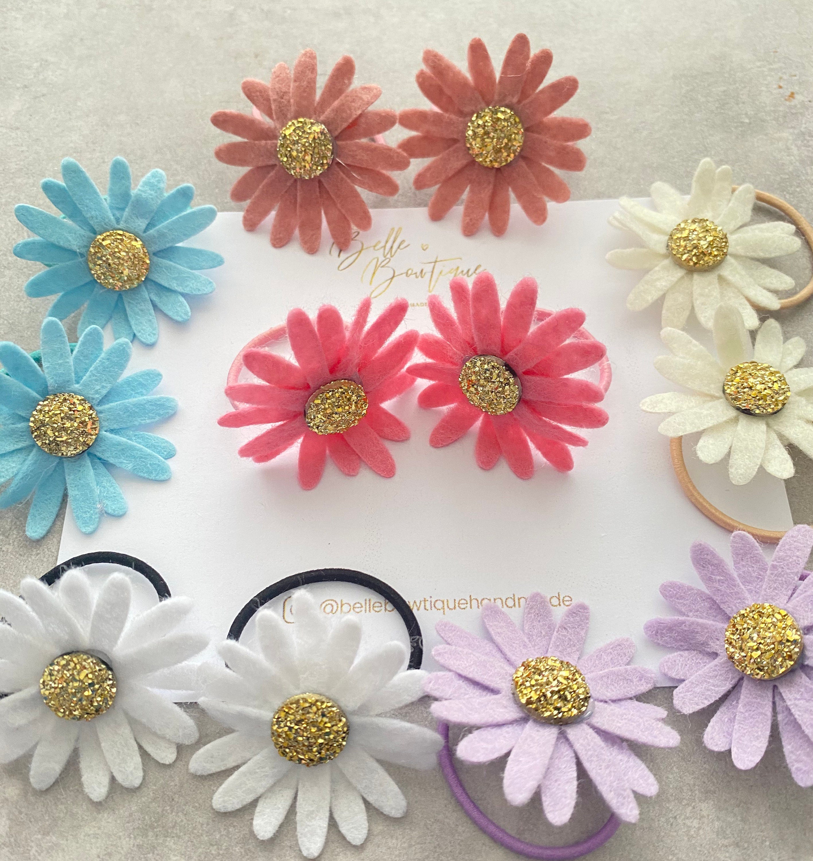 Daisy Collection Flower Hair Bobbles Handmade Hair Bobbles Etsy UK