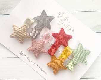 Fully Lined Ribbon Star Rainbow Fringe Clips Pack of 6 - Small Clips - Soft Mini Clips - Baby Hair Clips - Toddler Hair Clips