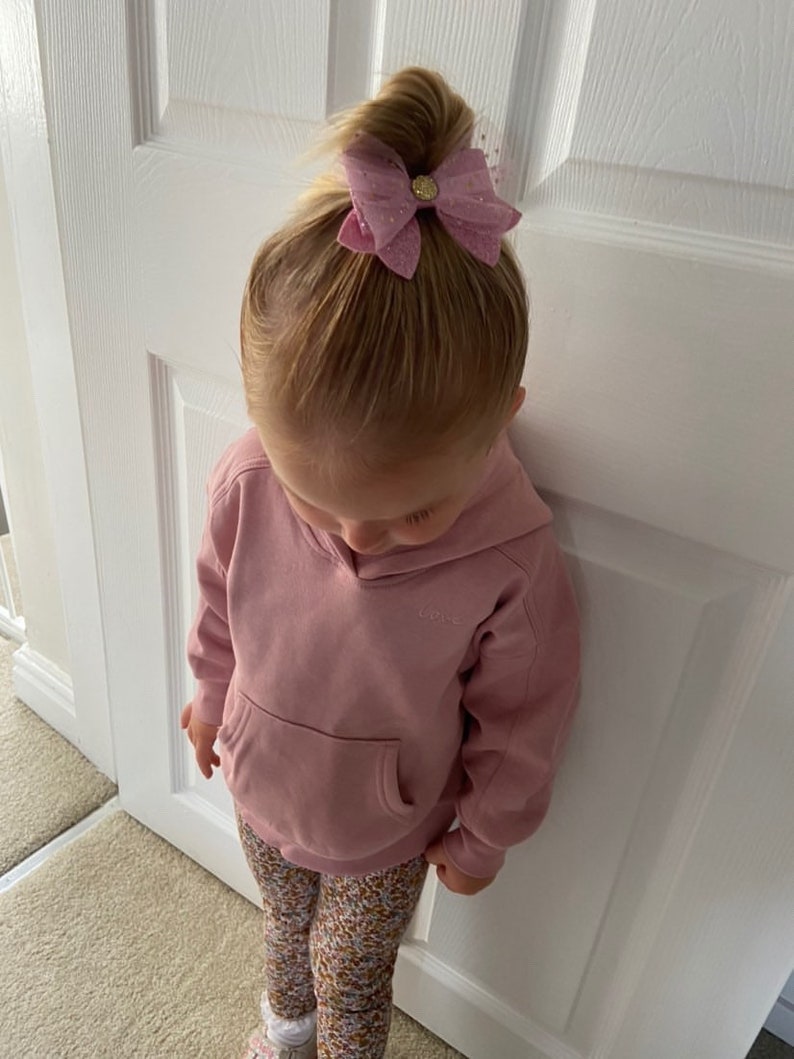 Pink large bow star clip for girls pink sparkle glitter bow double layer bow