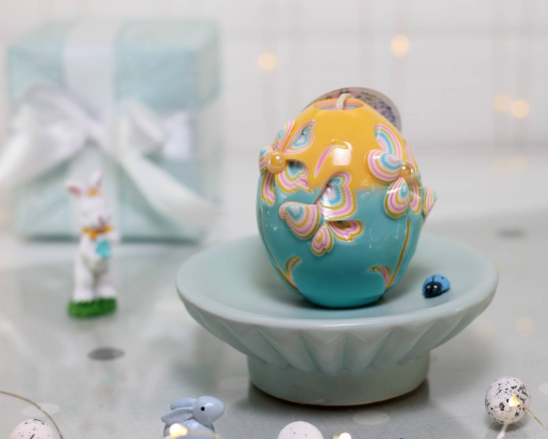 Hand carved candles Easter Egg Candle Easter bunny decor Etsy