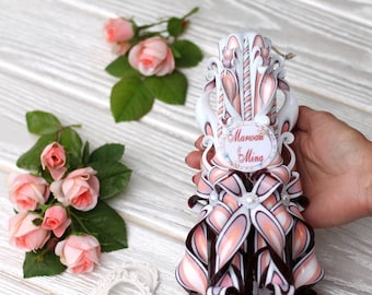 Custom Carved Candle: Unique  Birthday Gift