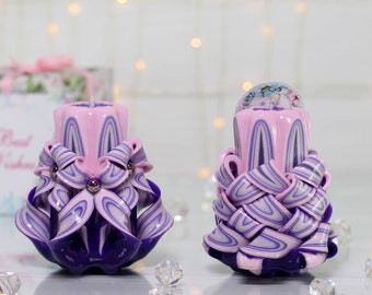 Scented Purple Carved Candle - A Memorable and Stylish Gift for Holidays, Housewarming, Birthdays, and More