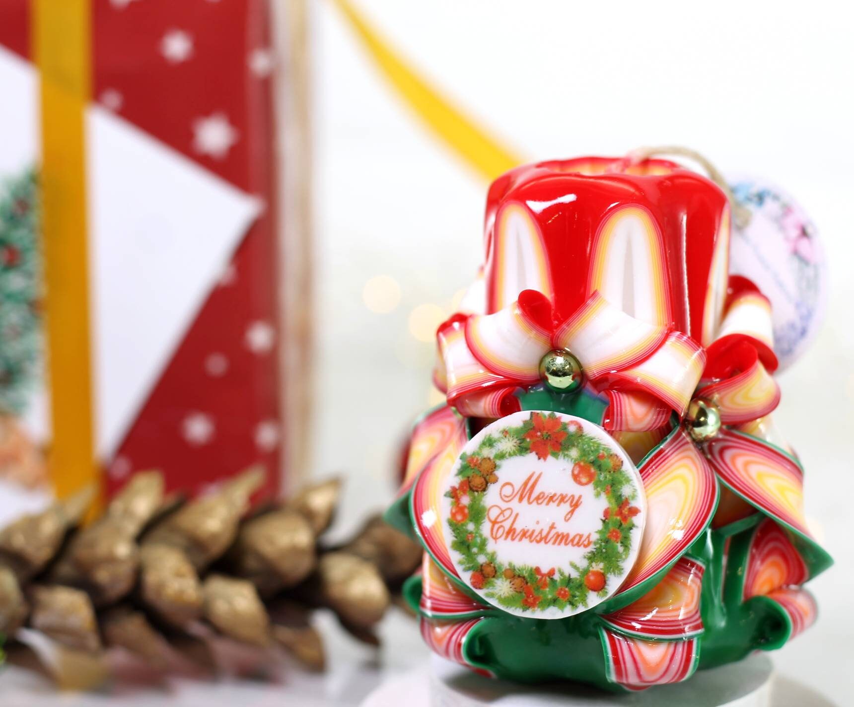 Carved candle as gift for Mom and Sister Christmas decorative Etsy