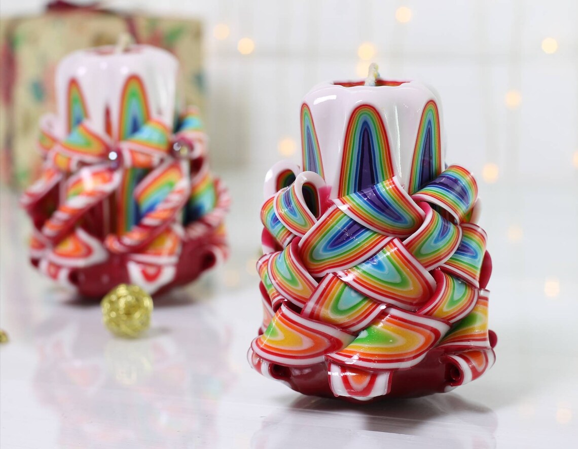 Rainbow candles Etsy