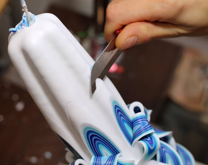 A Set of 5 Carved Candles for a Gift Royal Blue Hand Carved Etsy