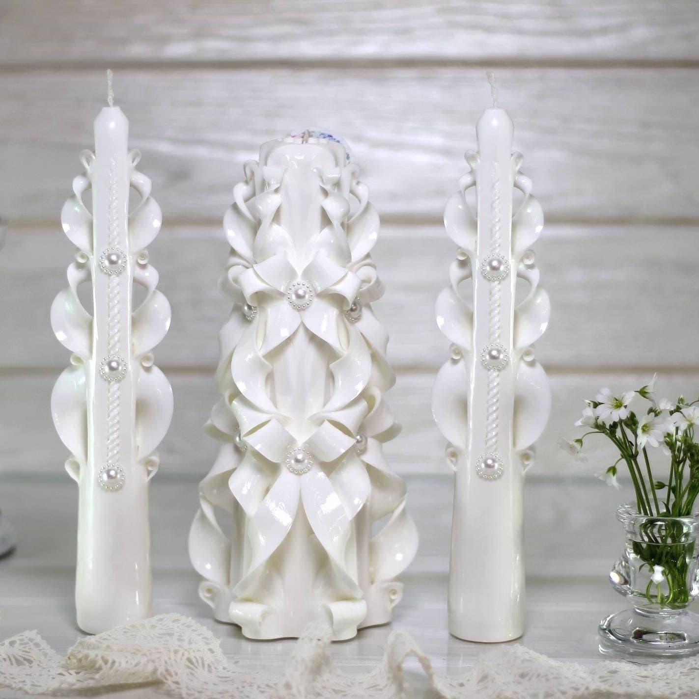 3 White Taper Candles, White Wedding Candles, White Decorations, Table  Candles, Party Decorations, White Party Decorations 