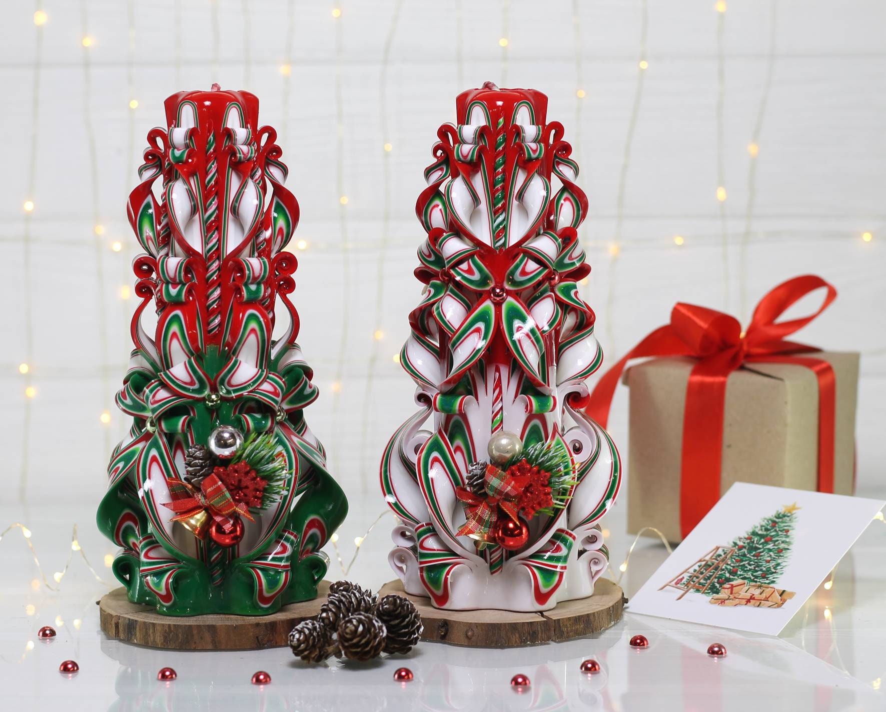 クリスマス 彫刻柱キャンドル　木の精　米国製 クリスマス 彫刻柱キャンドル木の精米国製