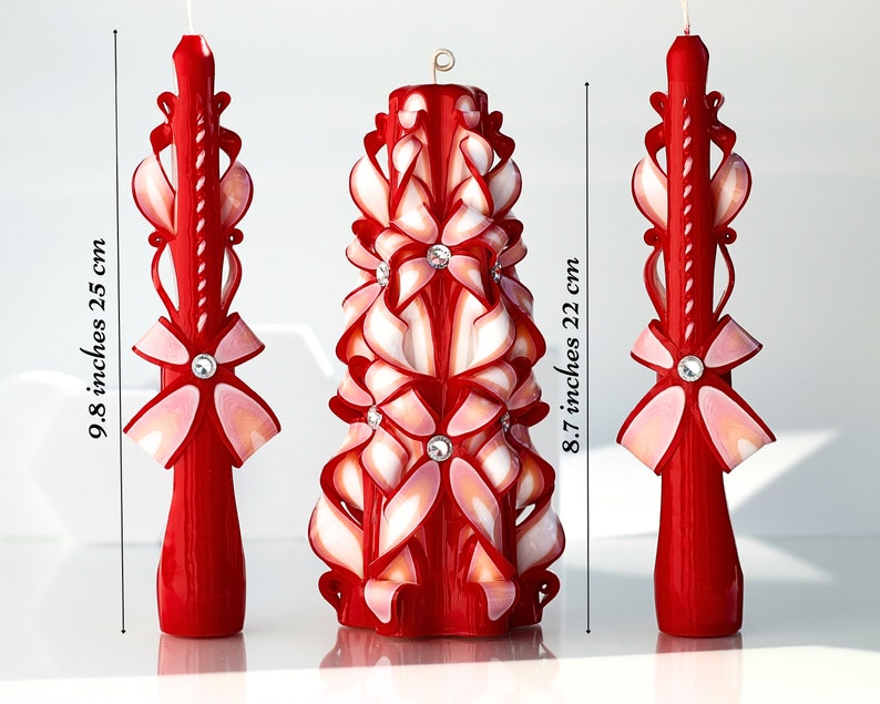 Personalised Wedding Carved Candles Set Big Red Candles With Etsy