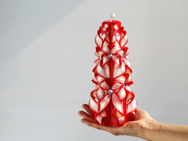 Personalised Wedding Carved Candles Set Big Red Candles With Etsy