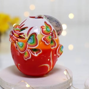 Hand Carved Rainbow Candle: Artistic Easter Decor