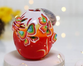 Hand Carved Rainbow Candle: Artistic Easter Decor