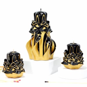 Unique Carved Candles - Exquisite Black Gold Design, Perfect for Romantic Dinners and Home Decor