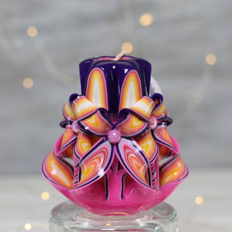 Colorful Carved CandlesRainbow Candle Set Small candle Etsy
