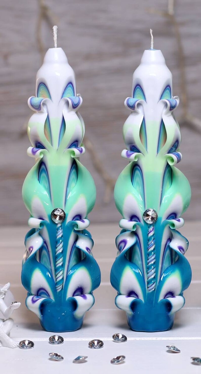 Unity candle set turquoise colors Wedding Wedding unity | Etsy