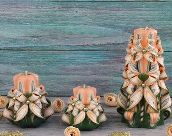 Christmas gift, Birthday gift, Carved candle, Set of carved candles, Home decor, Gift idea