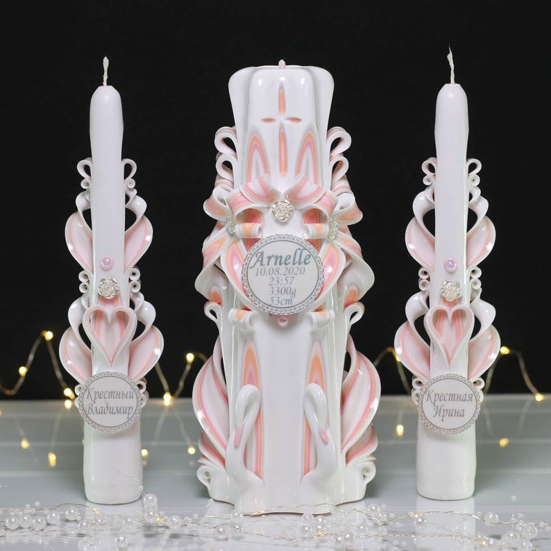 Personalized Baptism Candles Christening Candle Etsy