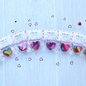 Set of Heart Crayons Valentines | Non-Candy Classroom Valentines | Valentines Gift | Valentines Day | Color Your Heart Out