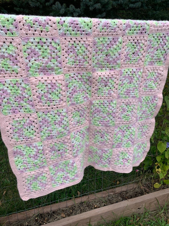 Handmade crocheted baby blanket, shades of pink, … - image 1