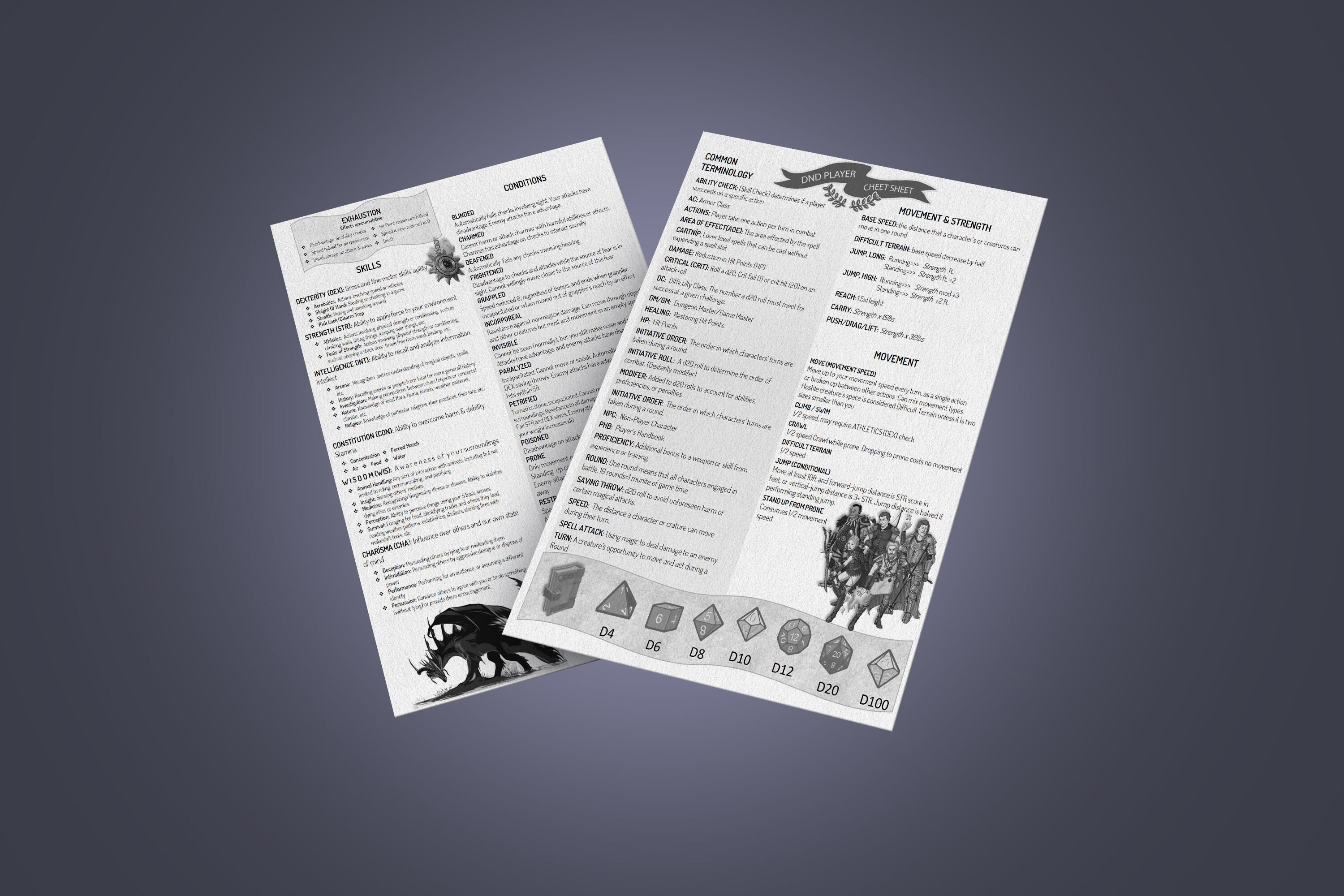 Printable Dungeons and Dragons Player Cheat Sheet: Beginners - Etsy