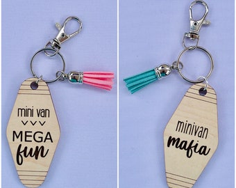 Minivan Mega Fun - Minivan Mafia - Mini Van Keychains - Custom Keychain - Funny Keychain - Funny Gift - Custom Gift - Mom Gift