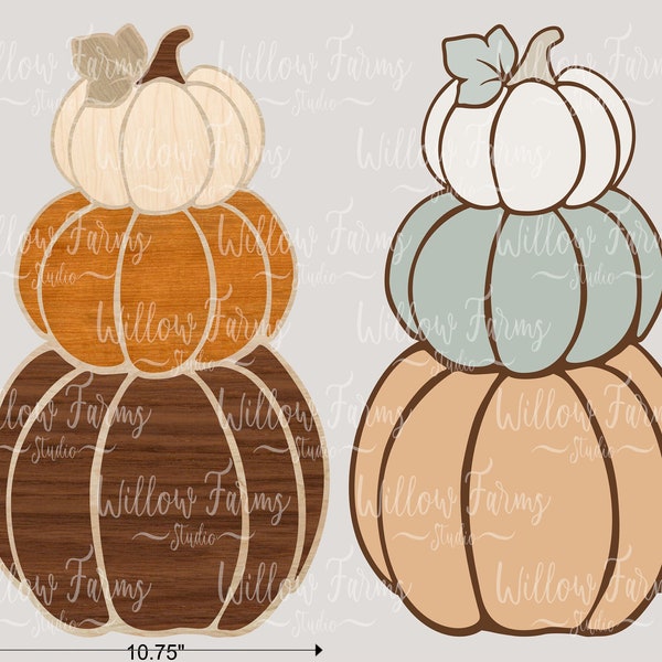 Fall Stacked Pumpkins with Stand Table Top Decor SVG Layered Wooden Farmhouse Decor CNC Laser Ready Files Glowforge