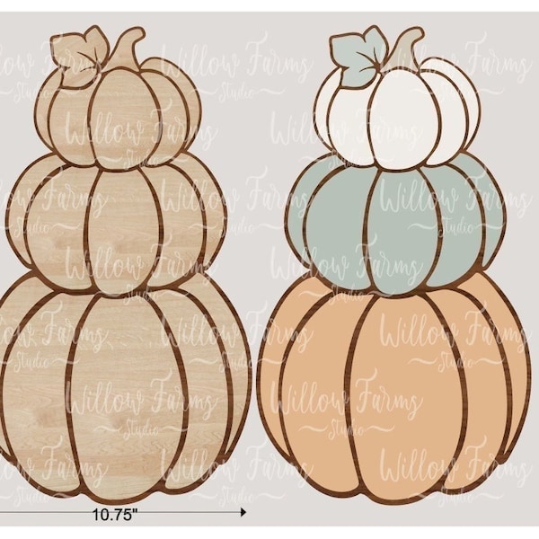 Décoration murale de citrouilles empilées d’automne SVG Porte en bois en couches ou panneau mural Décor de ferme CNC Fichiers prêts au laser Glowforge