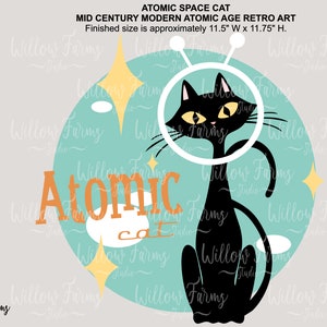 Graphic Art - MCM Atomic Space Age Cat - Layered Color Graphic SVG and PNG - T-Shirt Hat Vinyl Decal Sign Mug Sublimation Silhouette Cricut