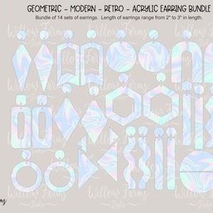 Geometrische moderne Retro Ohrringe SVG Bundle Set von 14 Acryl Holz Laser bereit Dateien Glowforge CNC Cricut Silhouette