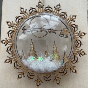 Adorno navideño, bola de nieve, letrero para puerta, arte de pared, archivos SVG CNC listos para láser Glowforge