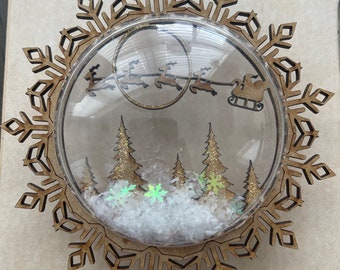 Christmas Ornament Snowglobe Door Sign Wall Art SVG CNC Laser Ready Files Glowforge