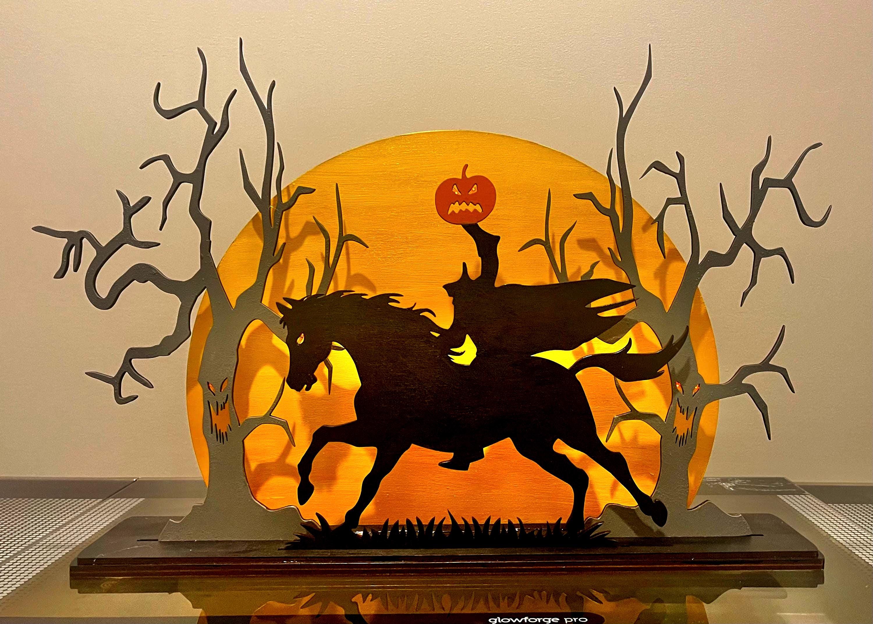 Headless Horseman Sleepy Hollow Halloween Decor SVG Glowforge Wood