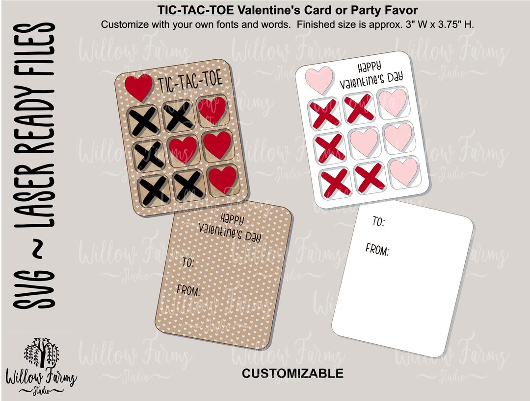 Stuffer Svg Tic-tac-toe Valentine: Classroom Valentines Day Birthday Party Favor ...