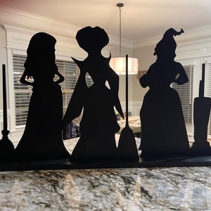 Bruja Hermanas Silueta Mesa Decoración BONUS Yard Art SVG Vinilo Metal Madera Decoración CNC Láser Cricut Silueta