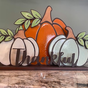 Fall Pumpkins with Interchangeable Words SVG Layered Wooden Door Shelf Standing Decor CNC Laser Ready Files Glowforge