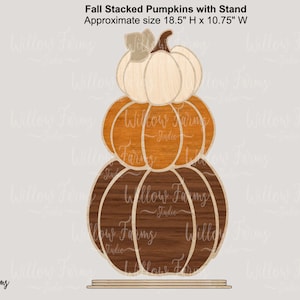 Citrouilles empilées d'automne avec support de table, décor de table SVG, décor de ferme en bois en couches, fichiers CNC prêts pour le laser Glowforge