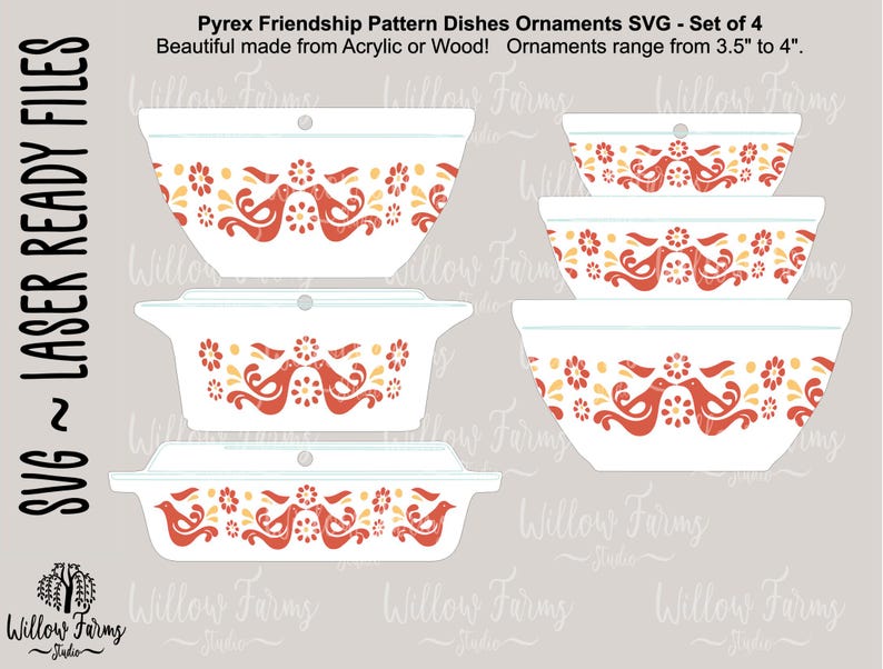 Pyrex Stack Svg Pyrex Amish Friendship Pattern Inspired Ornament Bundle SVG: Retro ...
