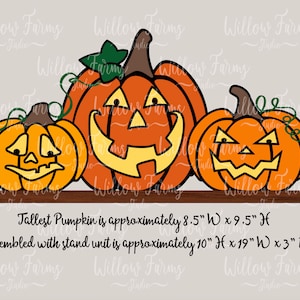 Jack-O-Lantern Pumpkin Trio SVG Layered Wooden Tabletop Sign Farmhouse Decor CNC Laser Ready Files Glowforge