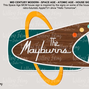 Mid-Century Modern Atomic Space Age 3D Door Sign House Sign Acrylic SVG Layered Wall Decor CNC Laser Ready Files Glowforge Silhouette Cricut