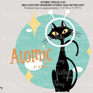 Signe de chat atomique Chat de l'ère spatiale moderne du milieu du siècle, SVG acrylique, décoration murale en couches, fichiers prêts pour le laser, Silhouette Glowforge, sublimation Cricut