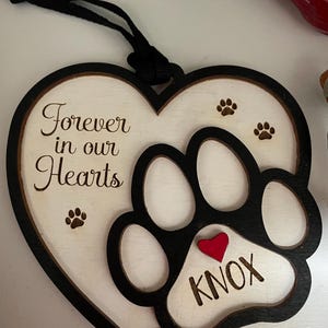 Laser Pet Memorial Ornament SVG: Dog Paw Remembrance (Digital Download)