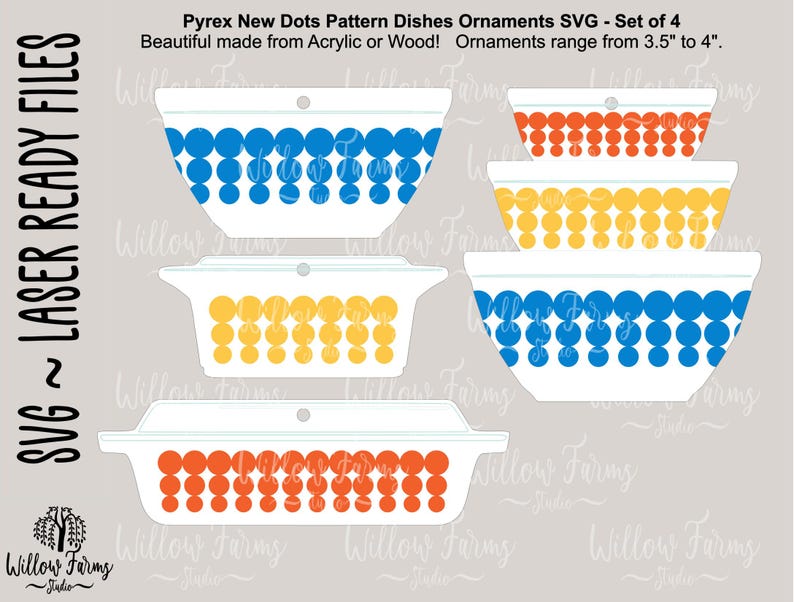 Pyrex Amish Friendship Pattern Inspired Ornament Bundle SVG: Retro ...
