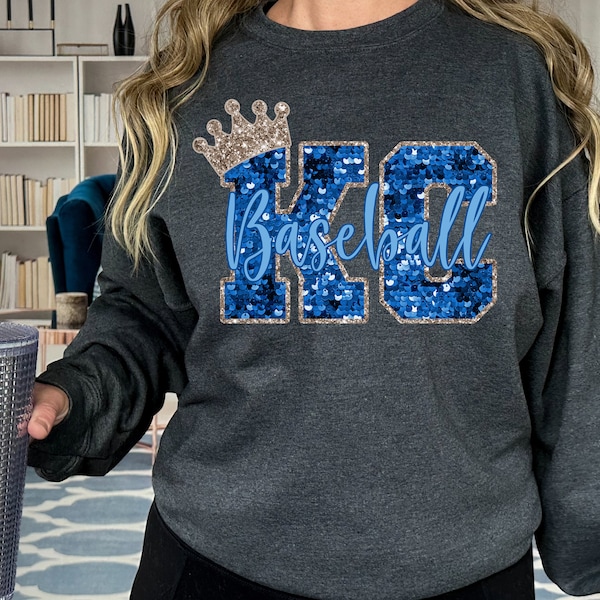 KC Baseball Faux Glitter-Sequin-KC-Kansas City-