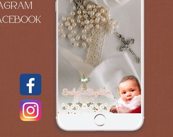 Baptism Filter, Instagram Facebook Filter, Girl Filter, Party Filter, Church, Mass Filter, Custom Personalized Filter, Bautizo Filter, Girl