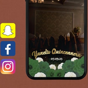 Emerald Green Quinceanera Filter, Instagram Facebook  Snapchat Filter, Quince Anos, Birthday Filter, 15th Birthday, Mis 15 Anos, Quinceanera
