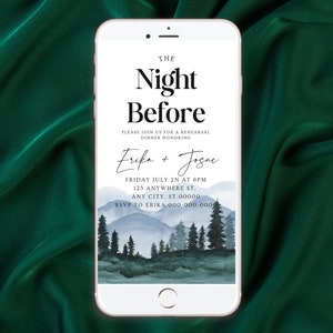 Rehearsal Dinner Invitation, The Night before, Invite, Wedding Invitation, Mountain Invitation, Rustic, Digital Template, Canva Template