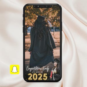College Graduation Snapchat Filter,  Instagram Filter, Facebook Filter, Trade School, Masters, PHD, Black Cap and Gown, Personalized, 2025