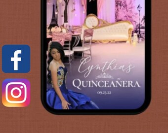 Quinceanera Instagram Filter, Quince Anos, Birthday Instagram Filter, 15h Birthday Facebook Filter, Mis 15 Anos Filtro  Instagram Facebook