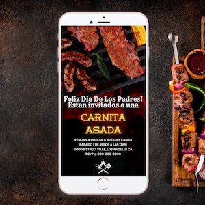 Dia De Los Padres Invitation, Invitacion, Fathers Day Carne Asada Invitation, Animated Invitation, Editable Template, BBQ, Text Invite