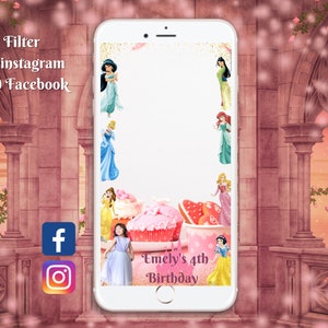 Princess Filter, Instagram or Facebook, Princess Party Filter, Geofilter, Girl Birthday Party Filter, Decorations, Decor, Layover, Princess
